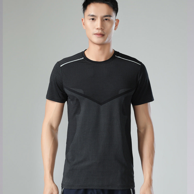 Sports Fitness Quick Drying Short Sleeve Fashion Men's Sports Black T-shirt