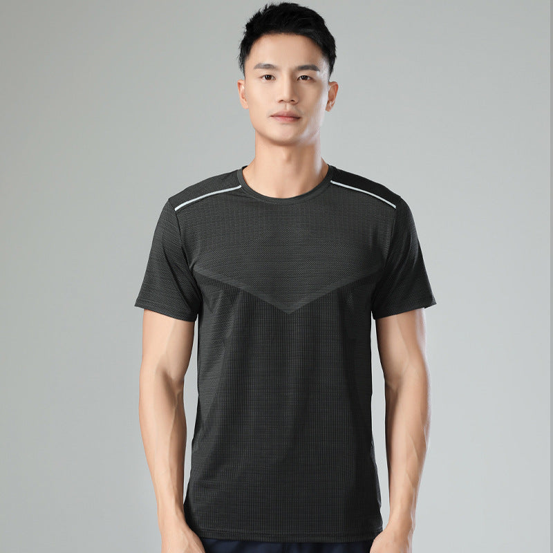 Sports Fitness Quick Drying Short Sleeve Fashion Men's Sports Dark grey T-shirt