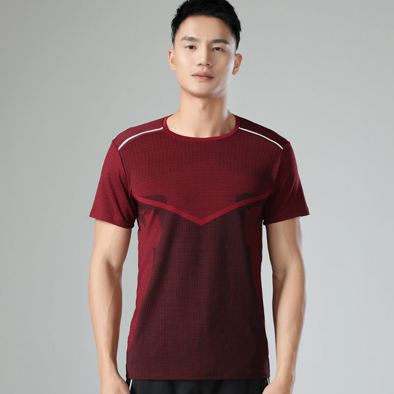 Sports Fitness Quick Drying Short Sleeve Fashion Men's Sports Jujube red T-shirt