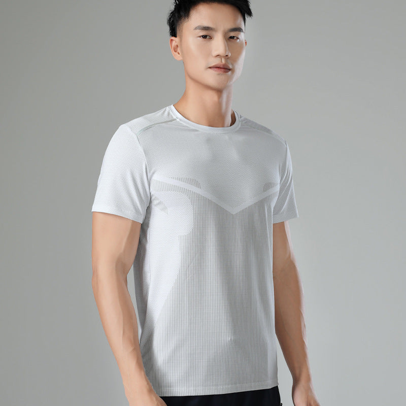 Sports Fitness Quick Drying Short Sleeve Fashion Men's Sports White T-shirt